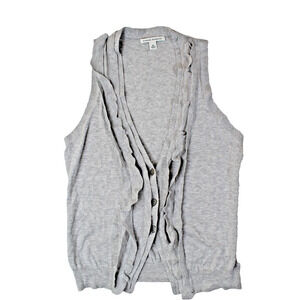 Y2K Ruffle Sweater Banana Republic Womens Medium Gray Cottage Coquette Romantic